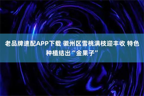 老品牌速配APP下载 徽州区雪桃满枝迎丰收 特色种植结出“金果子”