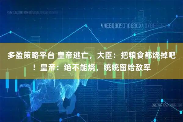 多盈策略平台 皇帝逃亡，大臣：把粮食都烧掉吧！皇帝：绝不能烧，统统留给敌军
